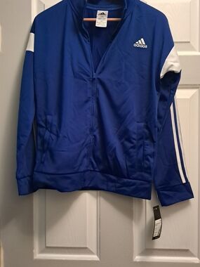 Adidas Blue Track Jacket with White Accents